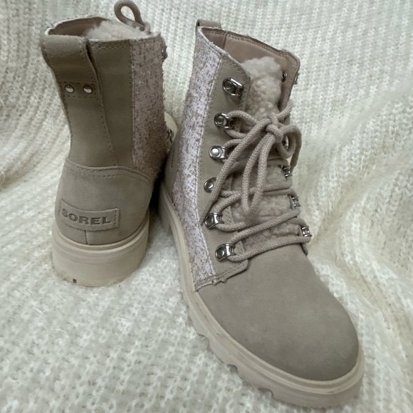 SOREL Lennox Lace cozy rain boots waterproof suede w/shearling tongue.Sz-7. D - Picture 1 of 16